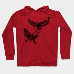 the shark and the eagle in hunting night ecopop Hoodie